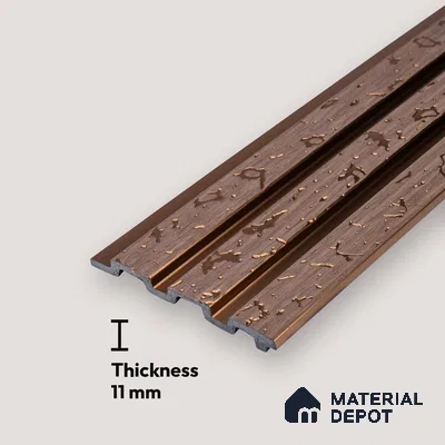 Brown Luxury Louver PN 03560 9.5 ft x 4.8 inch Charcoal Panel - 11 mm | Suitable for Feature Wall, TV Unit & Living Room | Width is Subjected to 5% Variation