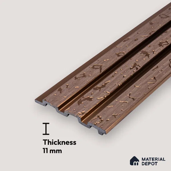 Brown Luxury Louver PN 03560 9.5 ft x 4.8 inch Charcoal Panel - 11 mm | Suitable for Feature Wall, TV Unit & Living Room | Width is Subjected to 5% Variation