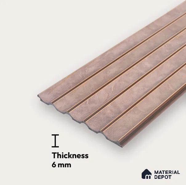 Mocha Brown Leather Look PN 04182 8 ft x 6.2 inch Charcoal Panel - 6 mm | Suitable for Feature Wall, TV Unit & Living Room | Width is Subjected to 5% Variation