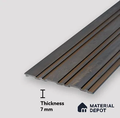 Brown Wooden Louver PN 05550 8 ft x 6 inch Charcoal Panel - 7 mm | Suitable for Feature Wall, TV Unit & Living Room | Width is Subjected to 5% Variation