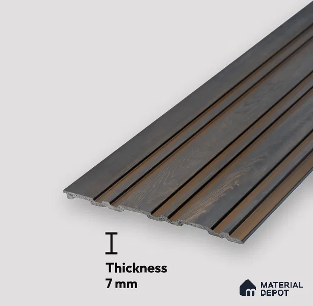 Brown Wooden Louver PN 05550 8 ft x 6 inch Charcoal Panel - 7 mm | Suitable for Feature Wall, TV Unit & Living Room | Width is Subjected to 5% Variation