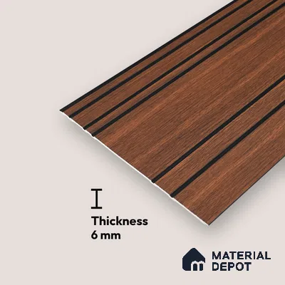 Brown Wooden Louver PN 05558 9.5 ft x 12 inch Charcoal Panel - 6 mm | Suitable for Feature Wall, TV Unit & Living Room | Width is Subjected to 5% Variation