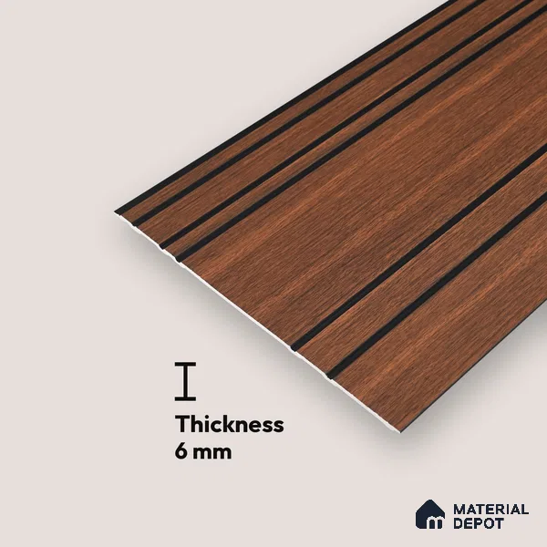 Brown Wooden Louver PN 05558 9.5 ft x 12 inch Charcoal Panel - 6 mm | Suitable for Feature Wall, TV Unit & Living Room | Width is Subjected to 5% Variation