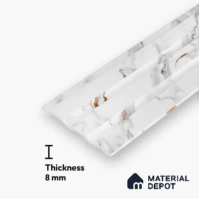 Marble Louver PN 06086 9.5 ft x 4.6 inch Charcoal Panel - 8 mm | Suitable for Feature Wall, TV Unit & Living Room | Width is Subjected to 5% Variation