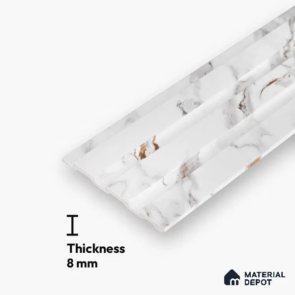 Marble Louver PN 06086 9.5 ft x 4.6 inch Charcoal Panel - 8 mm | Suitable for Feature Wall, TV Unit & Living Room | Width is Subjected to 5% Variation