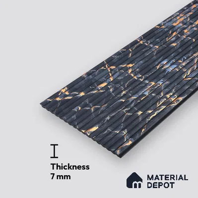 Blue Marble Look Charcoal Louver/Panel 8 ft x 6.1 inch - 7 mm | Ideal for Feature Wall, Living Room, Bedroom, Home, TV Unit | PN 07010