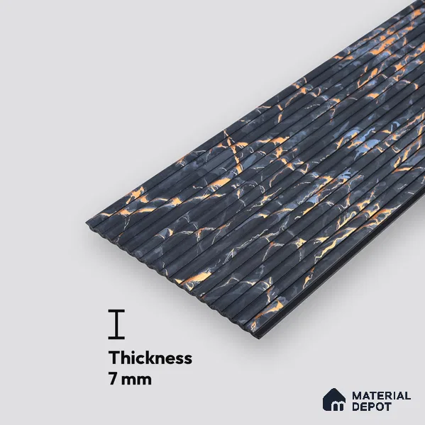 Blue Marble Look Charcoal Louver/Panel 8 ft x 6.1 inch - 7 mm | Ideal for Feature Wall, Living Room, Bedroom, Home, TV Unit | PN 07010