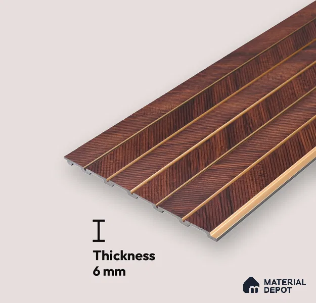 Wooden Look PN 07042 9.5 ft x 7.8 inch Charcoal Panel - 6 mm | Suitable for Feature Wall, TV Unit & Living Room | Width is Subjected to 5% Variation