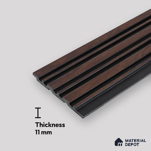 Brown Wooden Look Charcoal Louver/Panel 8 ft x 4.9 inch - 11 mm | Ideal for Feature Wall, Living Room, Bedroom, Home, TV Unit | PN 07048