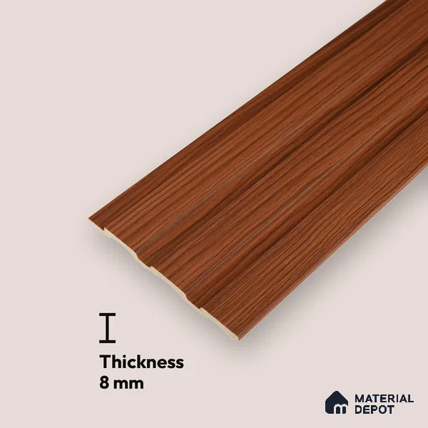 Brown Wooden Look Charcoal Louver/Panel 9.5 ft x 4.6 inch - 8 mm | Ideal for Feature Wall, Living Room, Bedroom, Home, TV Unit | PN 07058