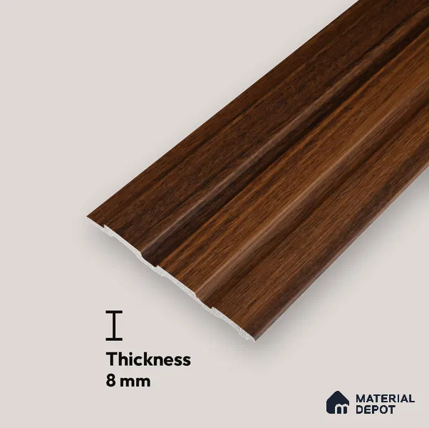 Brown Wooden Look Charcoal Louver/Panel 9.5 ft x 4.6 inch - 8 mm | Ideal for Feature Wall, Living Room, Bedroom, Home, TV Unit | PN 07062