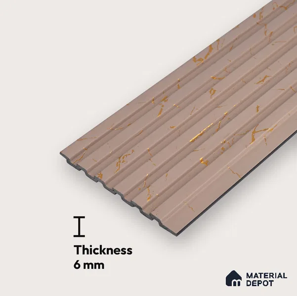 Brown Wooden Look Charcoal Louver/Panel 10 ft x 5 inch - 6 mm | Ideal for Feature Wall, Living Room, Bedroom, Home, TV Unit | PN 07084