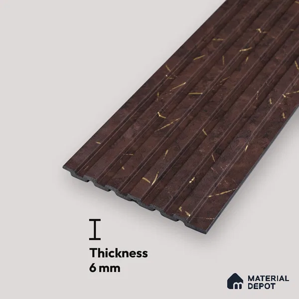 Brown Marble Look Charcoal Louver/Panel 10 ft x 5 inch - 6 mm | Ideal for Feature Wall, Living Room, Bedroom, Home, TV Unit | PN 07085