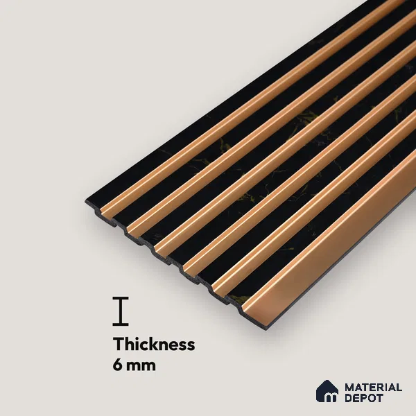 Black Marble Look Charcoal Louver/Panel 10 ft x 5 inch - 6 mm | Ideal for Feature Wall, Living Room, Bedroom, Home, TV Unit | PN 07088