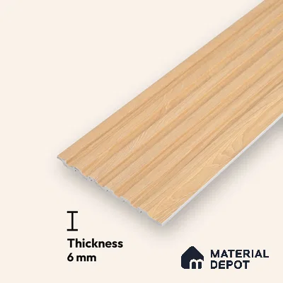 Beige Wooden Look Charcoal Louver/Panel 10 ft x 5 inch - 6 mm | Ideal for Feature Wall, Living Room, Bedroom, Home, TV Unit | PN 07097