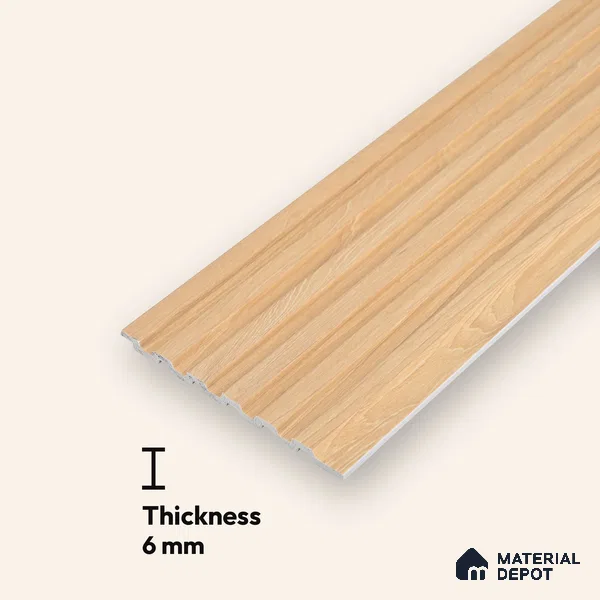 Beige Wooden Look Charcoal Louver/Panel 10 ft x 5 inch - 6 mm | Ideal for Feature Wall, Living Room, Bedroom, Home, TV Unit | PN 07097