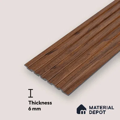 Brown Wooden Look Charcoal Louver/Panel 10 ft x 5 inch - 6 mm | Ideal for Feature Wall, Living Room, Bedroom, Home, TV Unit | PN 07102