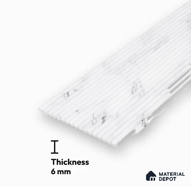 White Plain Colour Look Charcoal Louver/Panel 9.5 ft x 6 inch - 6 mm | Ideal for Feature Wall, Living Room, Bedroom, Home, TV Unit | PN 07118