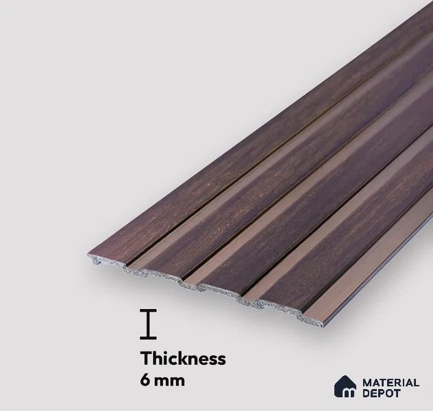 Brown Wooden Look Charcoal Louver/Panel 9.5 ft x 6 inch - 6 mm | Ideal for Feature Wall, Living Room, Bedroom, Home, TV Unit | PN 07123