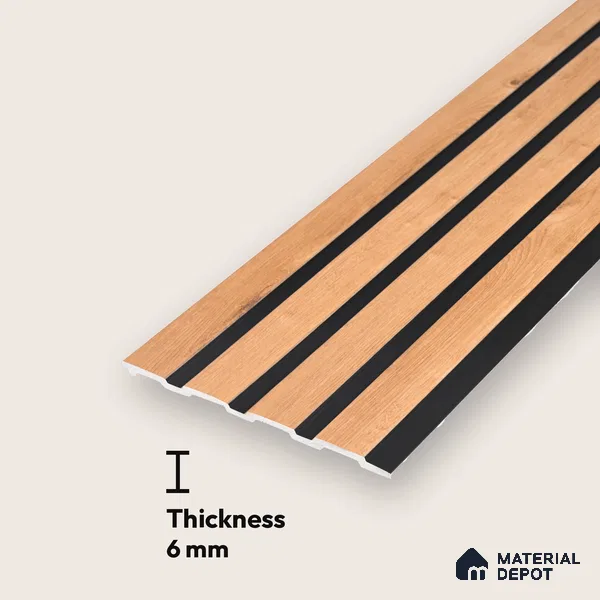 Brown Wooden Look Charcoal Louver/Panel 9.5 ft x 6 inch - 6 mm | Ideal for Feature Wall, Living Room, Bedroom, Home, TV Unit | PN 07127