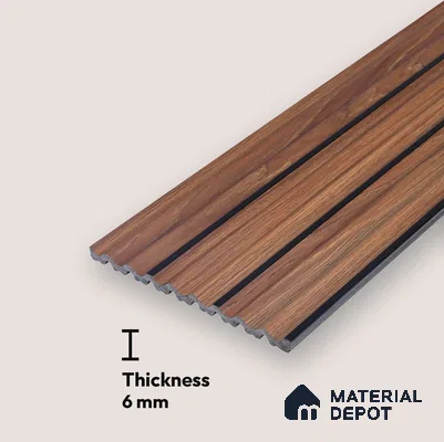 Brown Wooden Look Charcoal Louver/Panel 9.5 ft x 6 inch - 6 mm | Ideal for Feature Wall, Living Room, Bedroom, Home, TV Unit | PN 07138