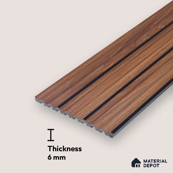 Brown Wooden Look Charcoal Louver/Panel 9.5 ft x 6 inch - 6 mm | Ideal for Feature Wall, Living Room, Bedroom, Home, TV Unit | PN 07138