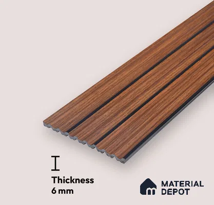 Brown Wooden Look Charcoal Louver/Panel 9.5 ft x 6 inch - 6 mm | Ideal for Feature Wall, Living Room, Bedroom, Home, TV Unit | PN 07140