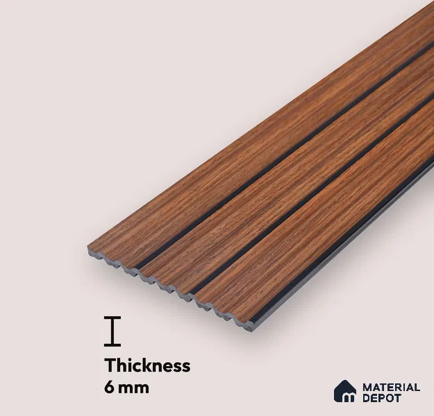 Brown Wooden Look Charcoal Louver/Panel 9.5 ft x 6 inch - 6 mm | Ideal for Feature Wall, Living Room, Bedroom, Home, TV Unit | PN 07140