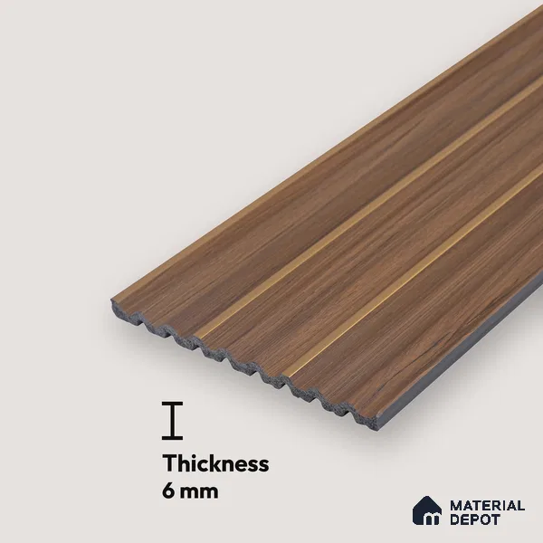 Wooden Look PN 07141 9.5 ft x 6 inch Charcoal Panel - 6 mm | Suitable for Feature Wall, TV Unit & Living Room | Width is Subjected to 5% Variation