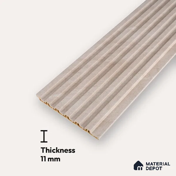 Beige Stone Look Charcoal Louver/Panel 9.5 ft x 4.7 inch - 11 mm | Ideal for Feature Wall, Living Room, Bedroom, Home, TV Unit | PN 07154