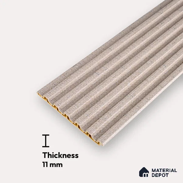 Cappuccino Beige Fabric Look PN 07155 9.5 ft x 4.7 inch Charcoal Panel - 11 mm | Suitable for Feature Wall, TV Unit & Living Room | Width is Subjected to 5% Variation