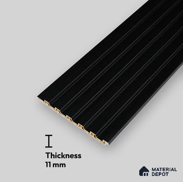 Graphite Black Plain Colour Look PN 07158 9.5 ft x 4.7 inch Charcoal Panel - 11 mm | Suitable for Feature Wall, TV Unit & Living Room | Width is Subjected to 5% Variation