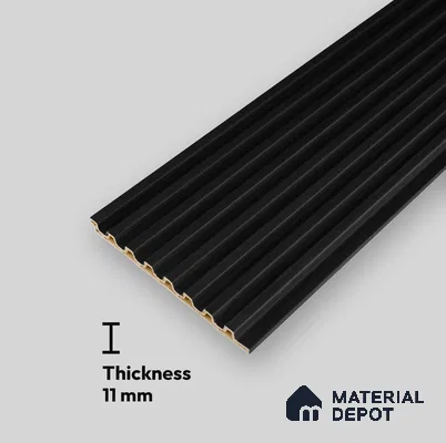 Black Plain Colour Look Charcoal Louver/Panel 9.5 ft x 4.7 inch - 11 mm | Ideal for Feature Wall, Living Room, Bedroom, Home, TV Unit | PN 07160