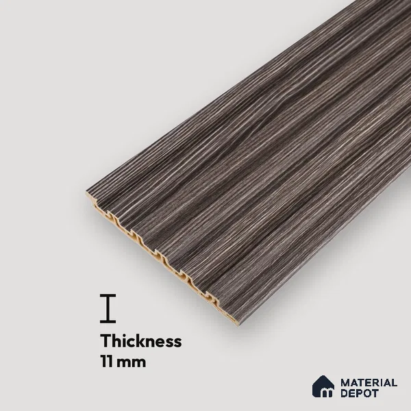 Brown Wooden Look Charcoal Louver/Panel 9.5 ft x 4.7 inch - 11 mm | Ideal for Feature Wall, Living Room, Bedroom, Home, TV Unit | PN 07166