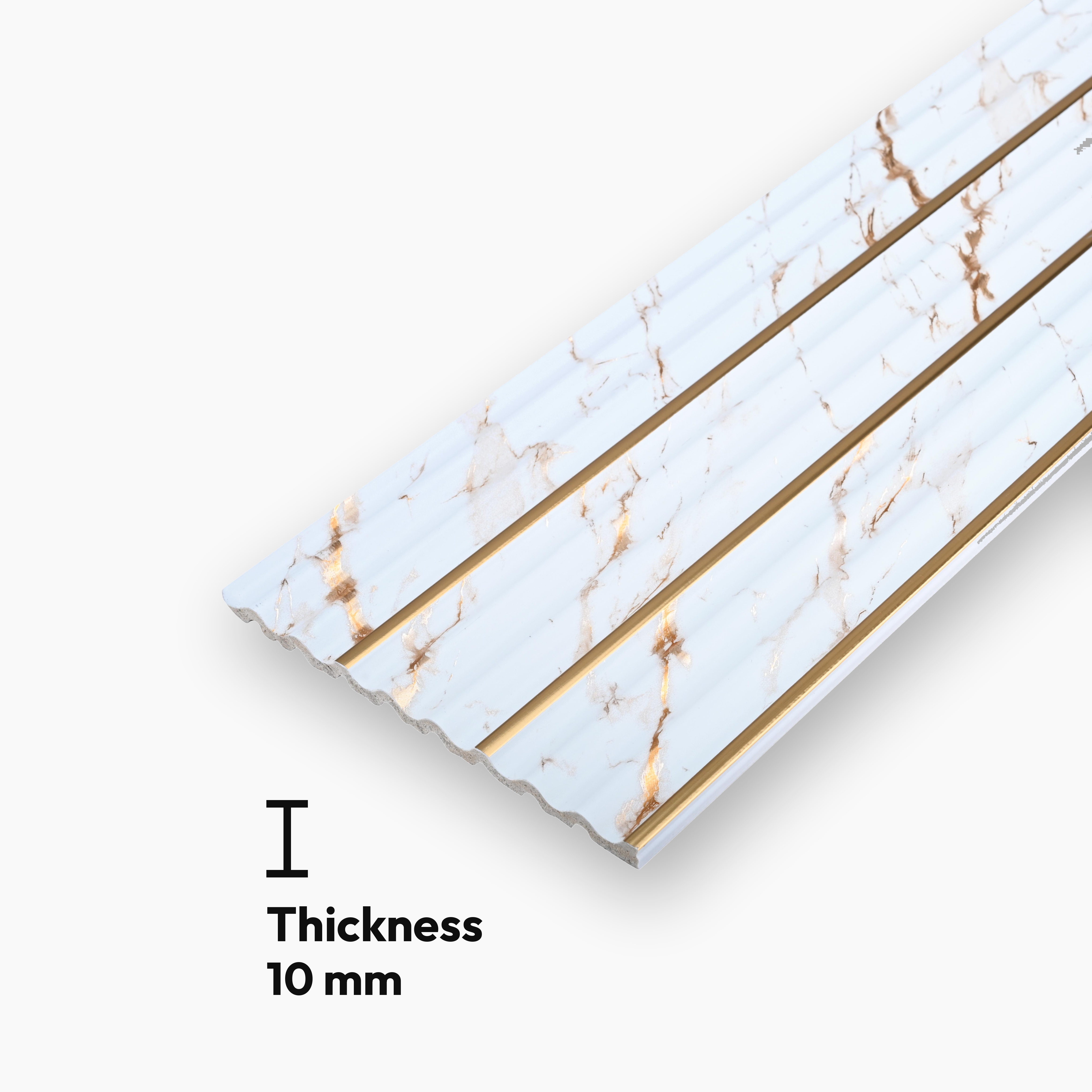 PN 07500 Marble Look Louver 8 ft x 0.5 ft Texture Finish  - 10 mm | Suitable for Feature Wall, TV Unit & Living Room