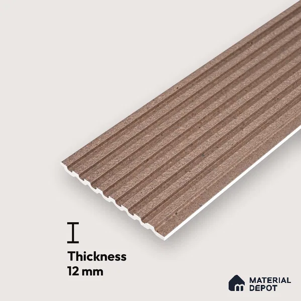 Brown Stone Look Charcoal Louver/Panel 9.5 ft x 5 inch - 12 mm | Ideal for Feature Wall, Living Room, Bedroom, Home, TV Unit | PN 07596