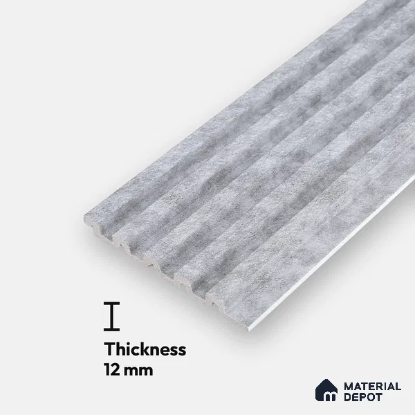 Grey Stone Look Charcoal Louver/Panel 9.5 ft x 5 inch - 12 mm | Ideal for Feature Wall, Living Room, Bedroom, Home, TV Unit | PN 07608