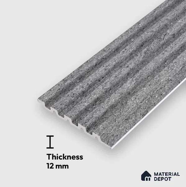 Grey Stone Look Charcoal Louver/Panel 9.5 ft x 5 inch - 12 mm | Ideal for Feature Wall, Living Room, Bedroom, Home, TV Unit | PN 07609
