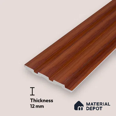 Brown Wood PN 07687 9.1 ft x 5 inch Charcoal Louvers/Panels - 12 mm | Suitable for Feature Wall, TV Unit & Living Room | Width is Subjected to 5% Variation