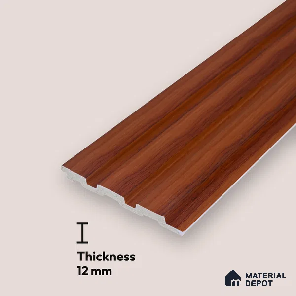 Brown Wood PN 07687 9.1 ft x 5 inch Charcoal Louvers/Panels - 12 mm | Suitable for Feature Wall, TV Unit & Living Room | Width is Subjected to 5% Variation