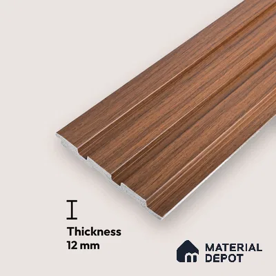 Brown Wood PN 07690 9.1 ft x 5 inch Charcoal Louvers/Panels - 12 mm | Suitable for Feature Wall, TV Unit & Living Room | Width is Subjected to 5% Variation