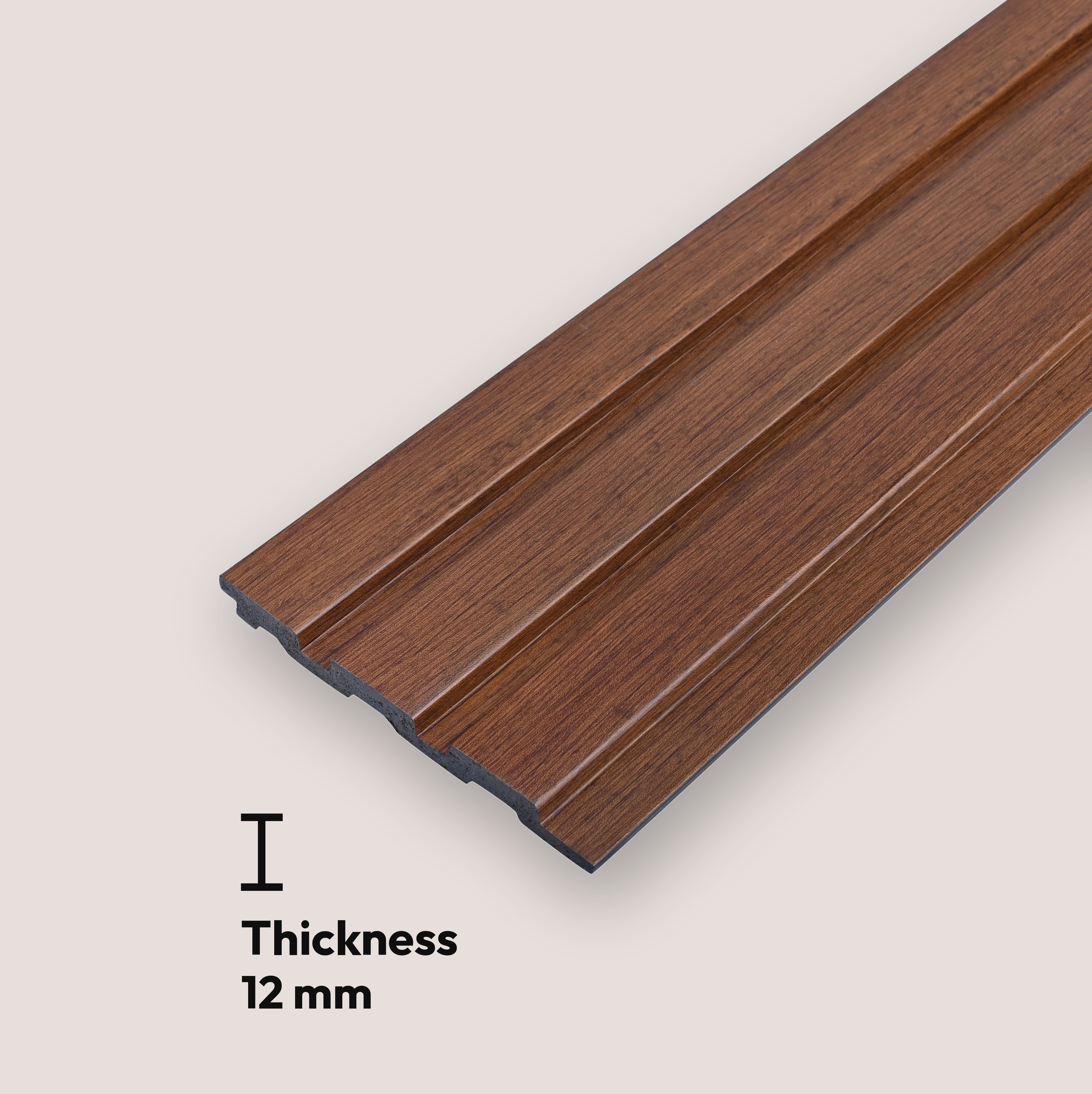 Brown Wood PN 07700 9.1 ft x 5 inch Charcoal Louvers/Panels - 12 mm | Suitable for Feature Wall, TV Unit & Living Room | Width is Subjected to 5% Variation