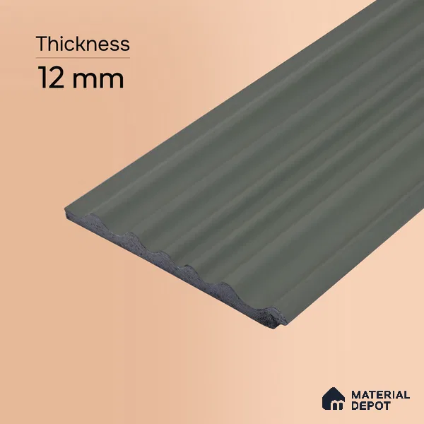 Smoke Grey Plain Colour Look PN 00518 9.5 ft x 4.8 inch Charcoal Panel - 12 mm | Suitable for Feature Wall, Living Room & Bedroom | Width is Subjected to 5% Variation
