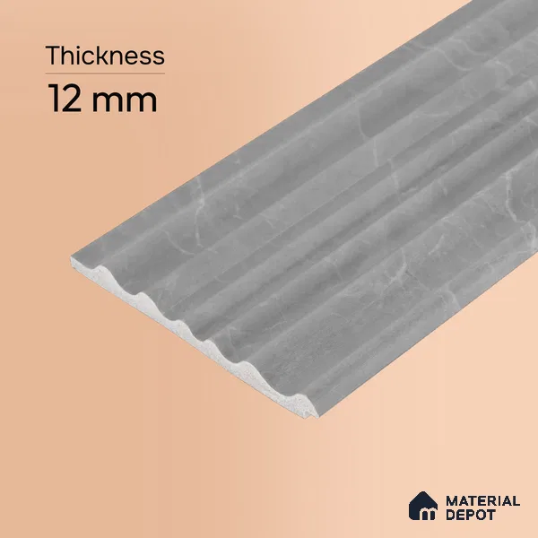 Light Grey Marble Look PN 00522 9.5 ft x 4.8 inch Charcoal Panel - 12 mm | Suitable for Feature Wall, TV Unit & Living Room | Width is Subjected to 5% Variation