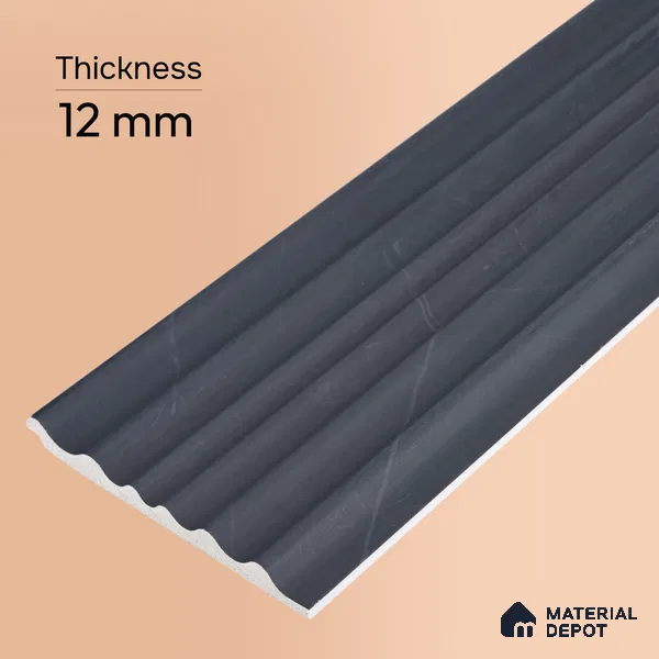 Graphite Grey Plain Colour Look PN 00523 9.5 ft x 4.8 inch Charcoal Panel - 12 mm | Suitable for Feature Wall, TV Unit & Living Room | Width is Subjected to 5% Variation