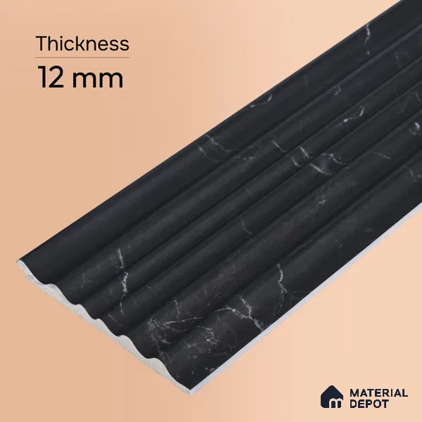 Graphite Black Marble Look PN 00525 9.5 ft x 4.8 inch Charcoal Panel - 12 mm | Suitable for Feature Wall, TV Unit & Living Room | Width is Subjected to 5% Variation