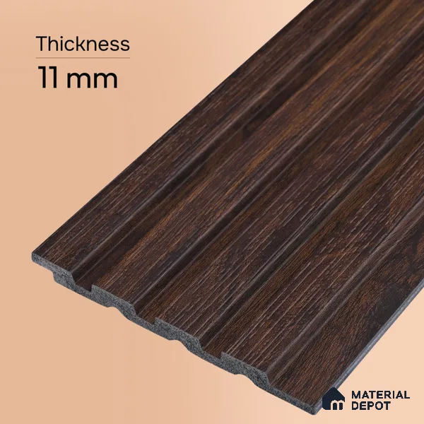 Wooden Look PN 00642 8 ft x 4.8 inch Charcoal Panel - 11 mm | Suitable for Feature Wall, TV Unit & Living Room | Width is Subjected to 5% Variation