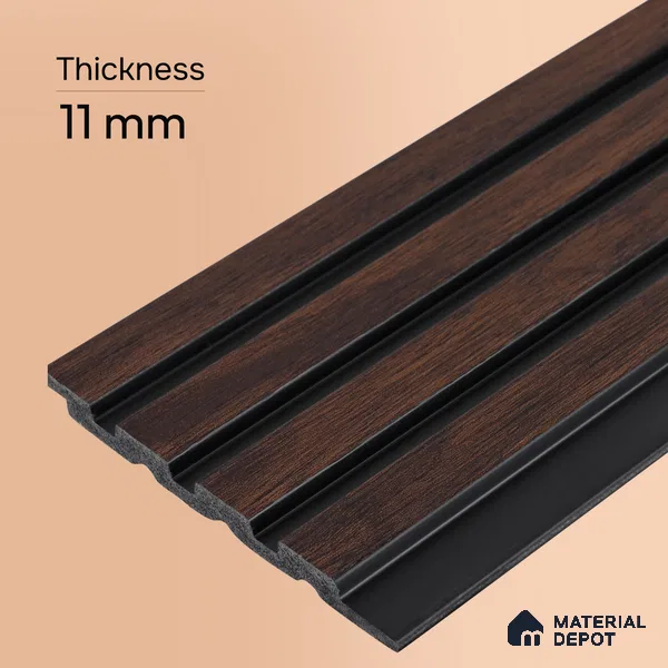 Wooden Look PN 00646 8 ft x 4.8 inch Charcoal Panel - 11 mm | Suitable for Feature Wall, TV Unit & Living Room | Width is Subjected to 5% Variation