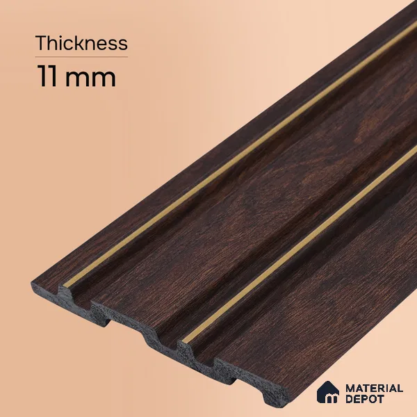 Wooden Look PN 00673 9.5 ft x 4.8 inch Charcoal Panel - 11 mm | Suitable for Feature Wall, TV Unit & Living Room | Width is Subjected to 5% Variation