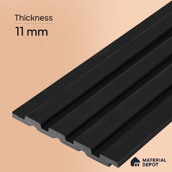 Graphite Black Plain Colour Look PN 03396 9.5 ft x 4.8 inch Charcoal Panel - 11 mm | Suitable for Feature Wall, TV Unit & Living Room | Width is Subjected to 5% Variation